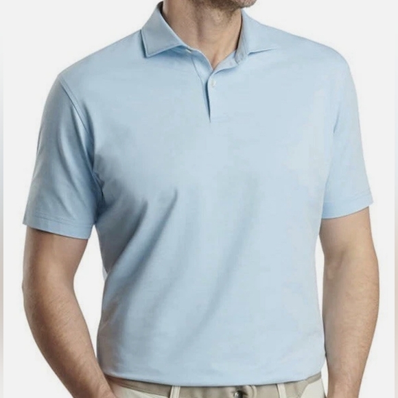 Peter Millar Albatross Cotton Blend Pique Polo Shirt Frost Blue